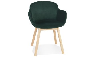 AC04130GENA 5404028332849 Chaise avec accoudoirs FRIDA en velours vert et pieds en bois naturel