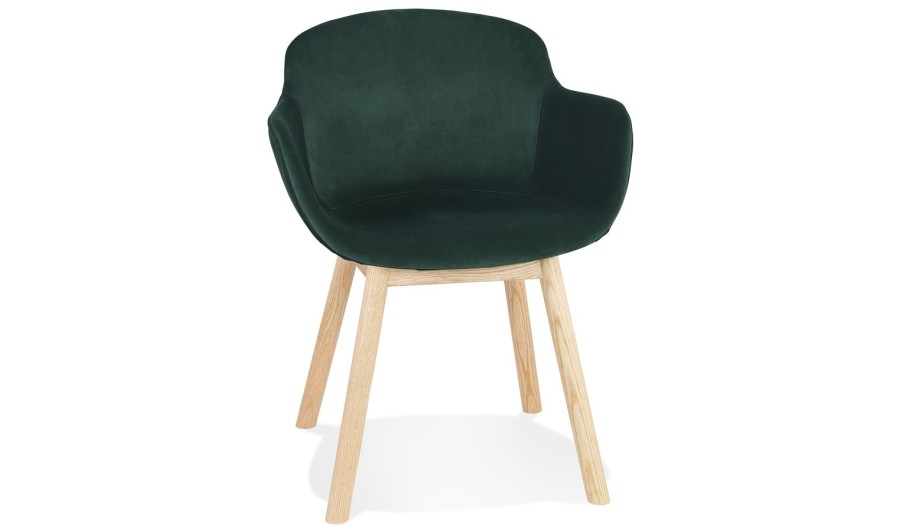 AC04130GENA 5404028332849 Chaise avec accoudoirs FRIDA en velours vert et pieds en bois naturel