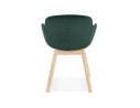 Chaise avec accoudoirs FRIDA en velours vert et pieds en bois naturel