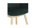 Chaise avec accoudoirs FRIDA en velours vert et pieds en bois naturel