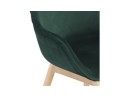 Chaise avec accoudoirs FRIDA en velours vert et pieds en bois naturel