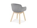 Chaise avec accoudoirs FRIDA en velours gris et pieds en bois naturel