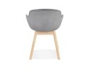 Chaise avec accoudoirs FRIDA en velours gris et pieds en bois naturel
