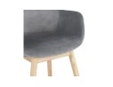 Chaise avec accoudoirs FRIDA en velours gris et pieds en bois naturel