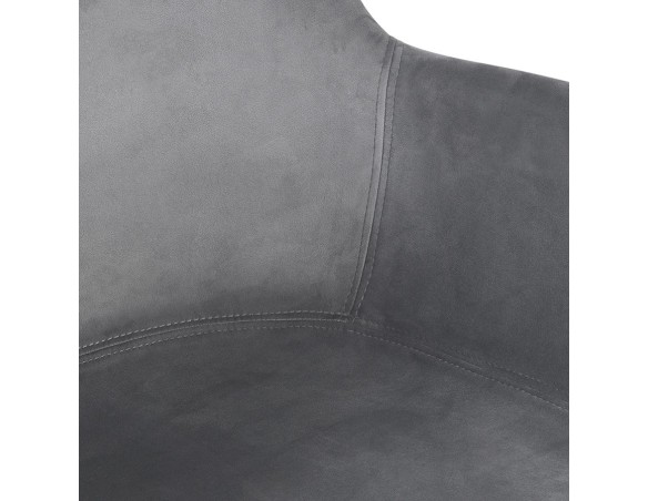 Chaise avec accoudoirs FRIDA en velours gris et pieds en bois naturel