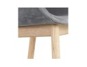 Chaise avec accoudoirs FRIDA en velours gris et pieds en bois naturel