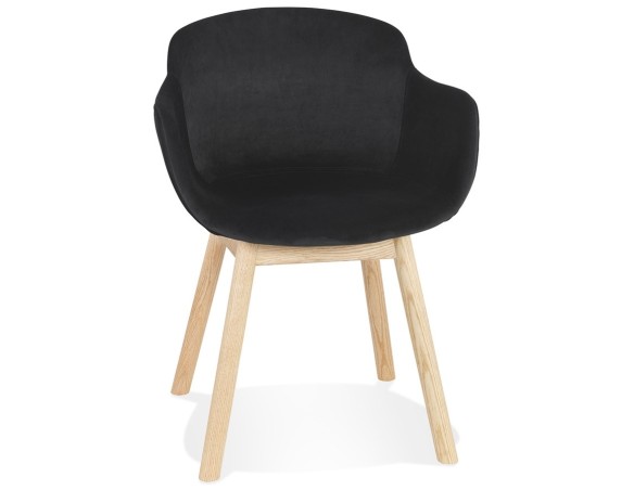 AC04150BLNA 5404028332887 Chaise avec accoudoirs FRIDA en velours noir et pieds en bois naturel
