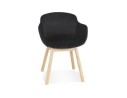 AC04150BLNA 5404028332887 Chaise avec accoudoirs FRIDA en velours noir et pieds en bois naturel