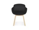 Chaise avec accoudoirs FRIDA en velours noir et pieds en bois naturel