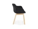 Chaise avec accoudoirs FRIDA en velours noir et pieds en bois naturel
