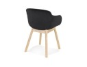 Chaise avec accoudoirs FRIDA en velours noir et pieds en bois naturel