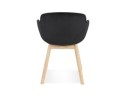 Chaise avec accoudoirs FRIDA en velours noir et pieds en bois naturel