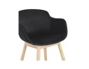 Chaise avec accoudoirs FRIDA en velours noir et pieds en bois naturel