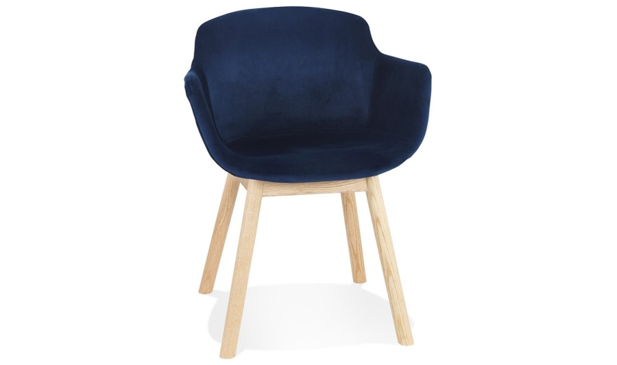 AC04160BUNA 5404028332900 Chaise avec accoudoirs FRIDA en velours bleu et pieds en bois naturel AC04160BUNA 5404028332900 Chaise avec accoudoirs FRIDA en velours bleu et pieds en bois naturel