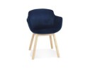 AC04160BUNA 5404028332900 Chaise avec accoudoirs FRIDA en velours bleu et pieds en bois naturel