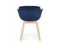 Chaise avec accoudoirs FRIDA en velours bleu et pieds en bois naturel