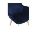 Chaise avec accoudoirs FRIDA en velours bleu et pieds en bois naturel