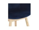 Chaise avec accoudoirs FRIDA en velours bleu et pieds en bois naturel