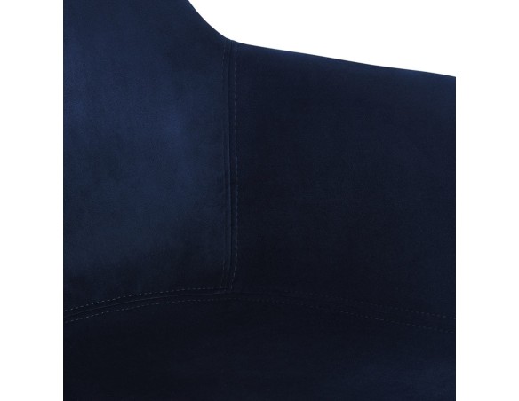Chaise avec accoudoirs FRIDA en velours bleu et pieds en bois naturel