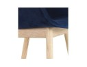 Chaise avec accoudoirs FRIDA en velours bleu et pieds en bois naturel