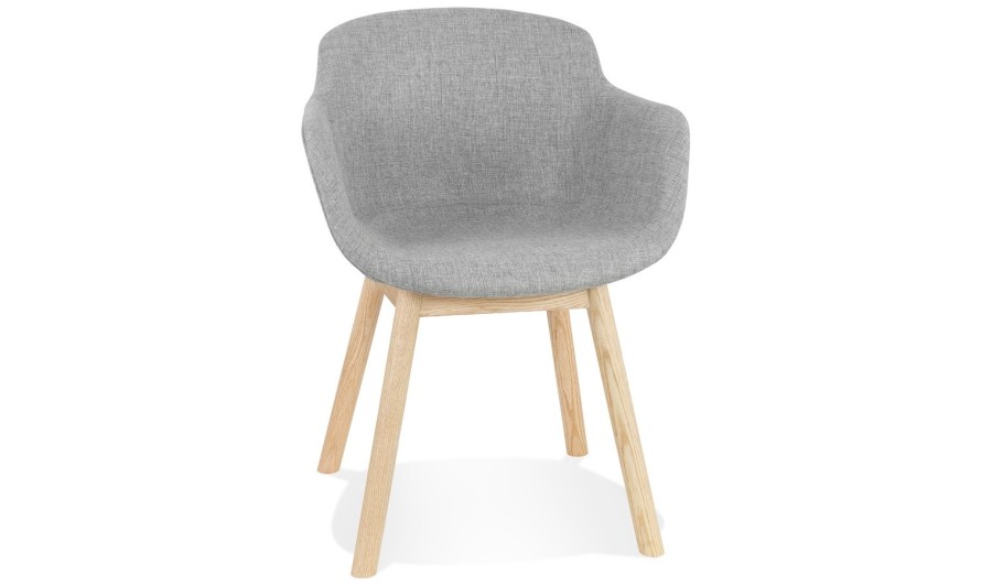 AC04170LGNA 5404028332924 Chaise avec accoudoirs LAMBIC en tissu gris clair et pieds en bois naturel AC04170LGNA 5404028332924 Chaise avec accoudoirs LAMBIC en tissu gris clair et pieds en bois naturel