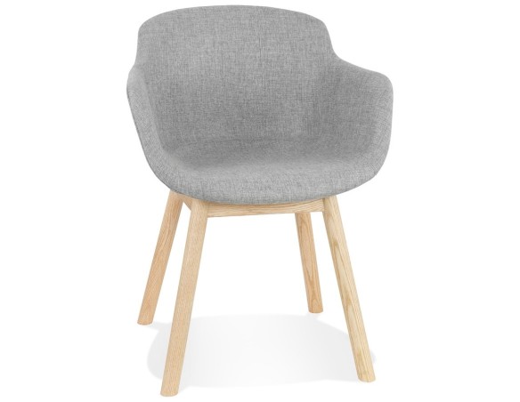 AC04170LGNA 5404028332924 Chaise avec accoudoirs LAMBIC en tissu gris clair et pieds en bois naturel