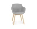 AC04170LGNA 5404028332924 Chaise avec accoudoirs LAMBIC en tissu gris clair et pieds en bois naturel