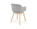 Chaise avec accoudoirs LAMBIC en tissu gris clair et pieds en bois naturel