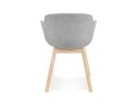Chaise avec accoudoirs LAMBIC en tissu gris clair et pieds en bois naturel