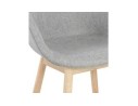 Chaise avec accoudoirs LAMBIC en tissu gris clair et pieds en bois naturel