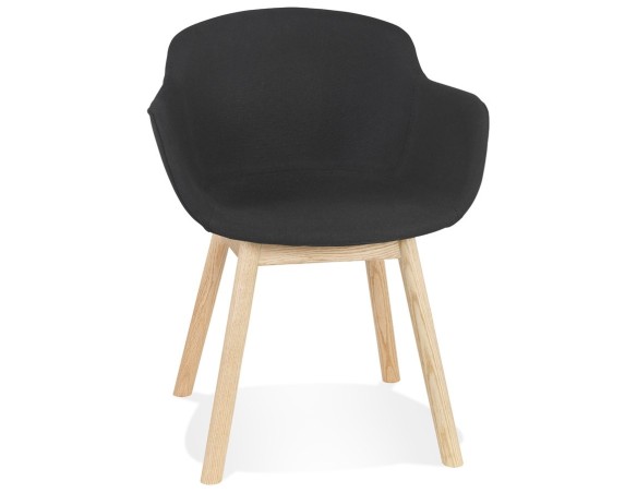 AC04180BLNA 5404028332948 Chaise avec accoudoirs LAMBIC en tissu noir et pieds en bois naturel
