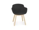 AC04180BLNA 5404028332948 Chaise avec accoudoirs LAMBIC en tissu noir et pieds en bois naturel
