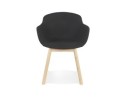 Chaise avec accoudoirs LAMBIC en tissu noir et pieds en bois naturel