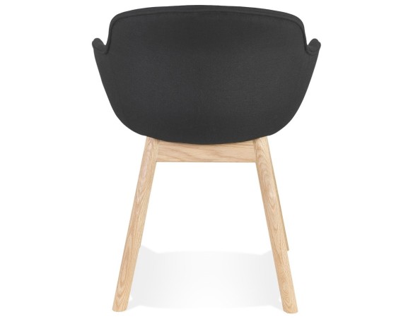 Chaise avec accoudoirs LAMBIC en tissu noir et pieds en bois naturel