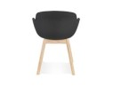 Chaise avec accoudoirs LAMBIC en tissu noir et pieds en bois naturel