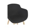 Chaise avec accoudoirs LAMBIC en tissu noir et pieds en bois naturel