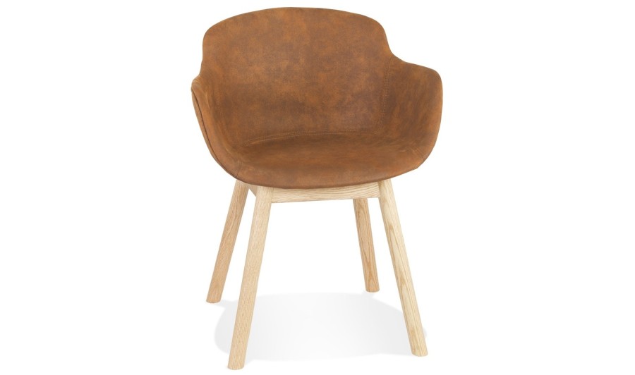 AC04190BRNA 5404028332962 Chaise avec accoudoirs RUPERT en microfibre brune et pieds en bois naturel AC04190BRNA 5404028332962 Chaise avec accoudoirs RUPERT en microfibre brune et pieds en bois naturel