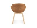 Chaise avec accoudoirs RUPERT en microfibre brune et pieds en bois naturel