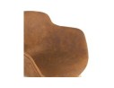Chaise avec accoudoirs RUPERT en microfibre brune et pieds en bois naturel