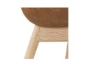 Chaise avec accoudoirs RUPERT en microfibre brune et pieds en bois naturel