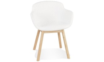 AC04200WHNA 5404028332986 Chaise avec accoudoirs MOUTOU en tissu mouton blanc et pieds en bois naturel