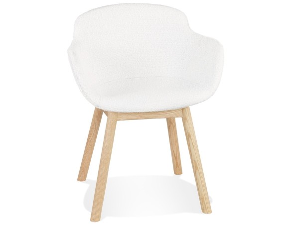 AC04200WHNA 5404028332986 Chaise avec accoudoirs MOUTOU en tissu mouton blanc et pieds en bois naturel