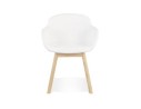 Chaise avec accoudoirs MOUTOU en tissu mouton blanc et pieds en bois naturel