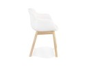 Chaise avec accoudoirs MOUTOU en tissu mouton blanc et pieds en bois naturel