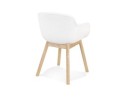 Chaise avec accoudoirs MOUTOU en tissu mouton blanc et pieds en bois naturel