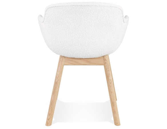 Chaise avec accoudoirs MOUTOU en tissu mouton blanc et pieds en bois naturel