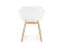 Chaise avec accoudoirs MOUTOU en tissu mouton blanc et pieds en bois naturel
