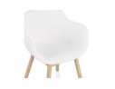 Chaise avec accoudoirs MOUTOU en tissu mouton blanc et pieds en bois naturel