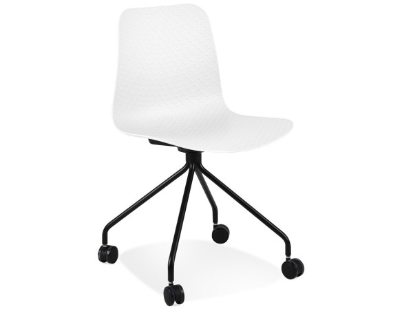CH05070WHBL 5404028347973 Chaise design de bureau EVORA blanche sur roulettes