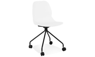 CH05110WHBL 5404028348055 Chaise de bureau NADIA blanche sur roulettes